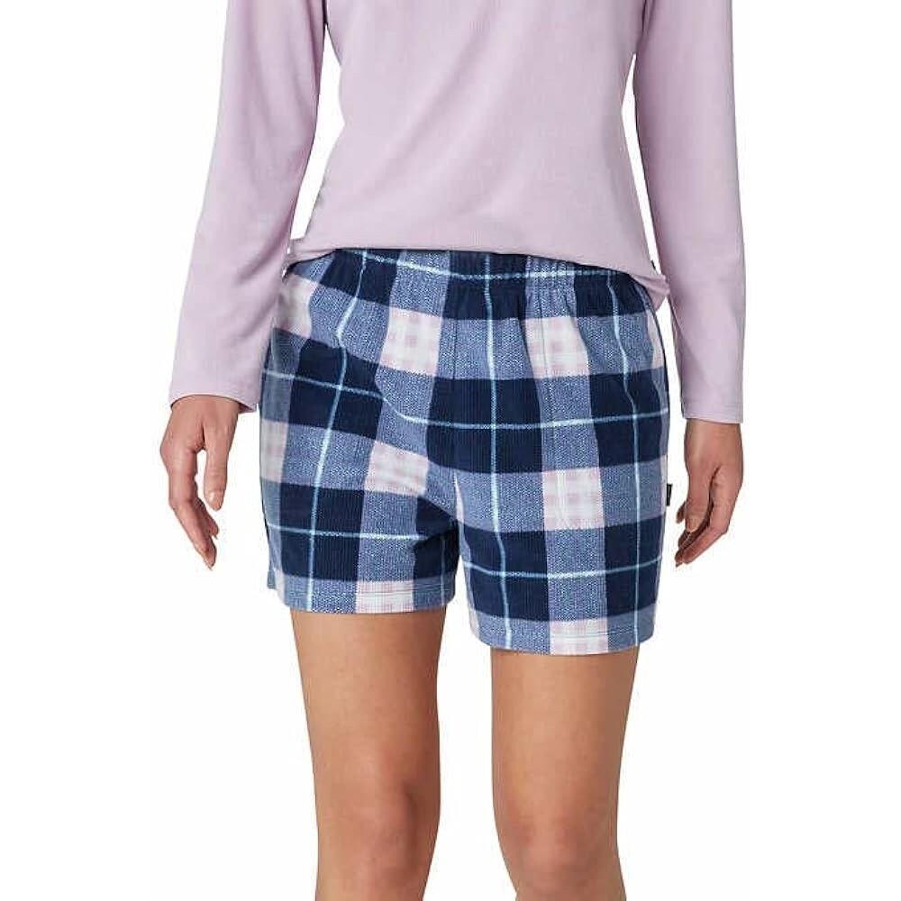Eddie Bauer Blue and Pink Plaid Sleep Shorts, Size M